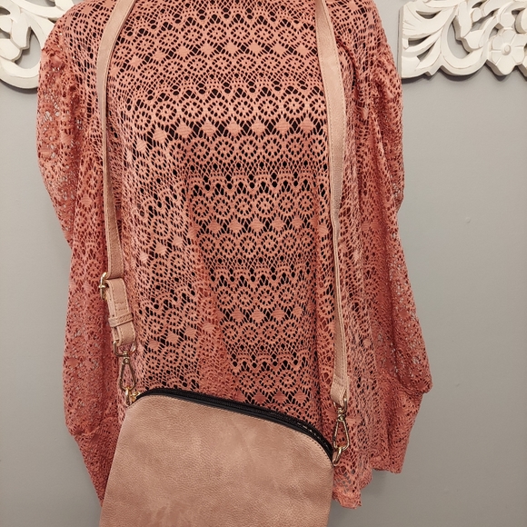 Plus Size Dusty Rose See Through Puff Sleeve Blouse Size 3X - Picture 3 of 4